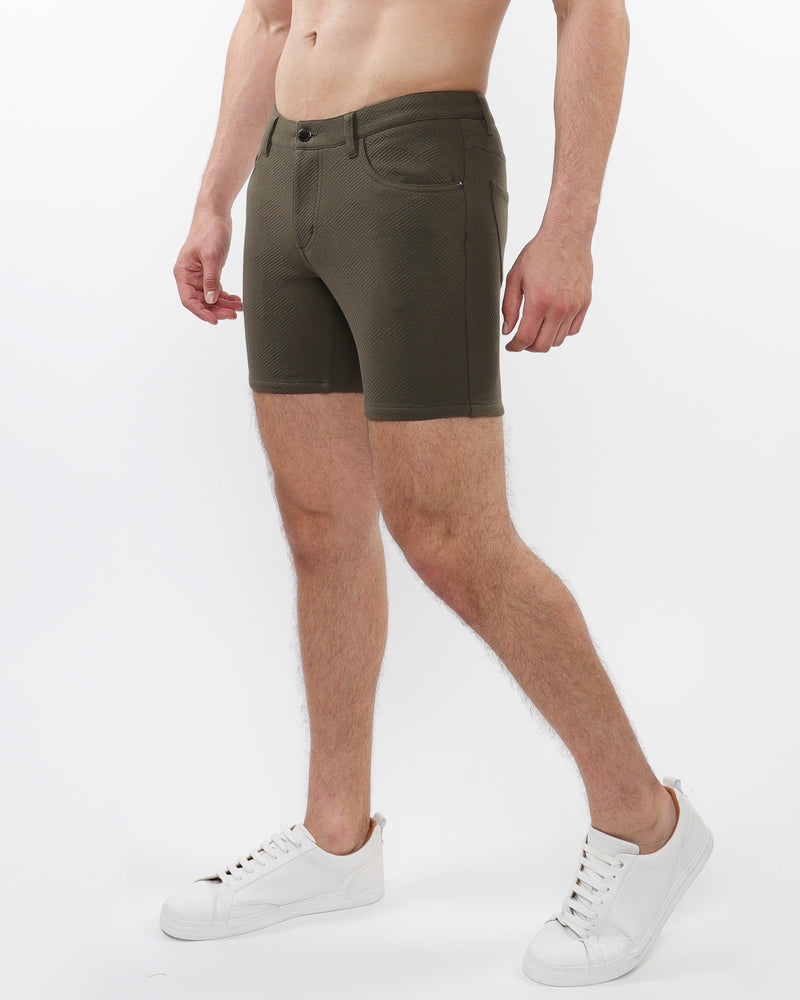 ARMY PARQUET 5" INSEAM JACQUARD STRETCH KNIT JEANS SHORTS ST-1932-80