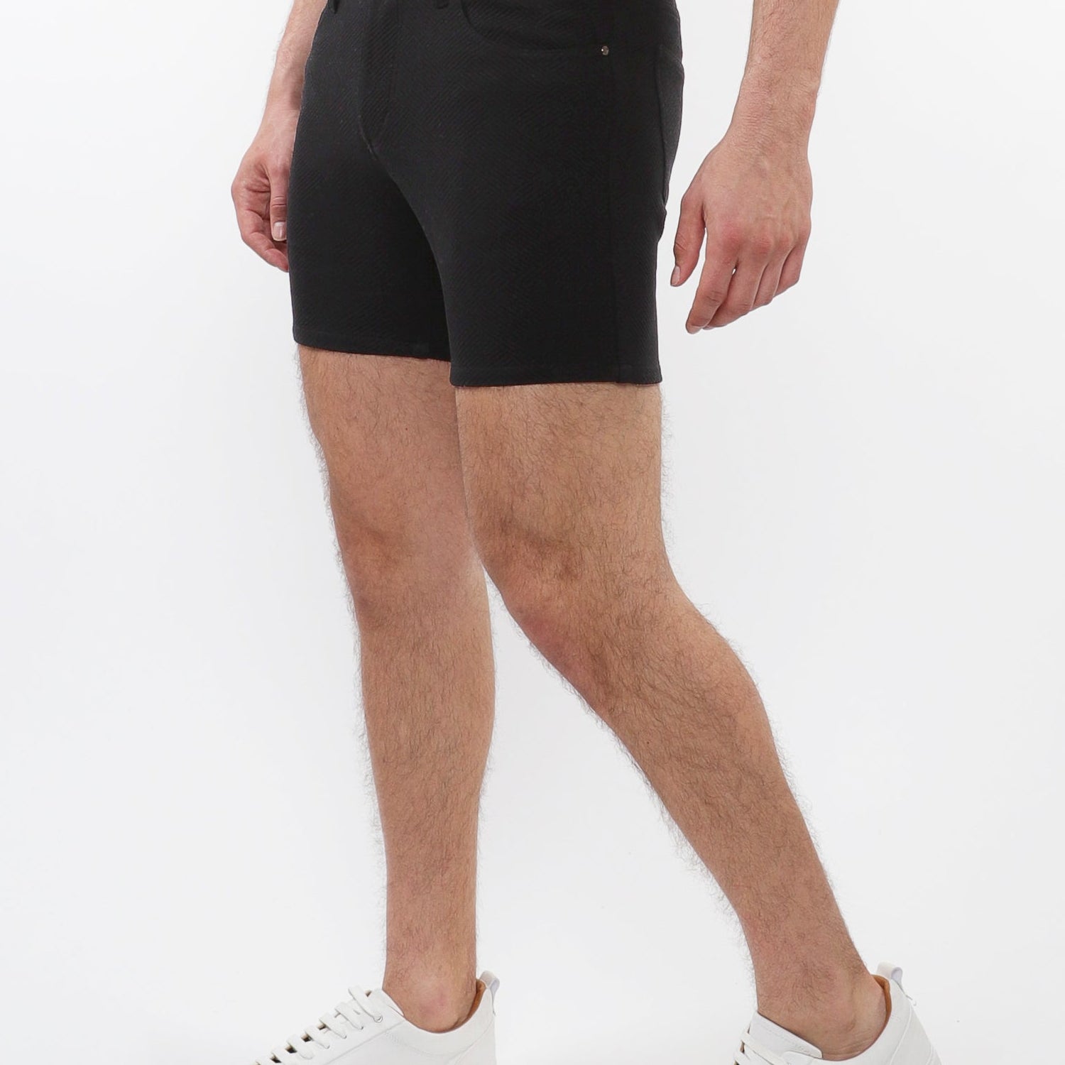 BLACK PARQUET 5" INSEAM JACQUARD STRETCH KNIT JEANS SHORTS ST-1932-80