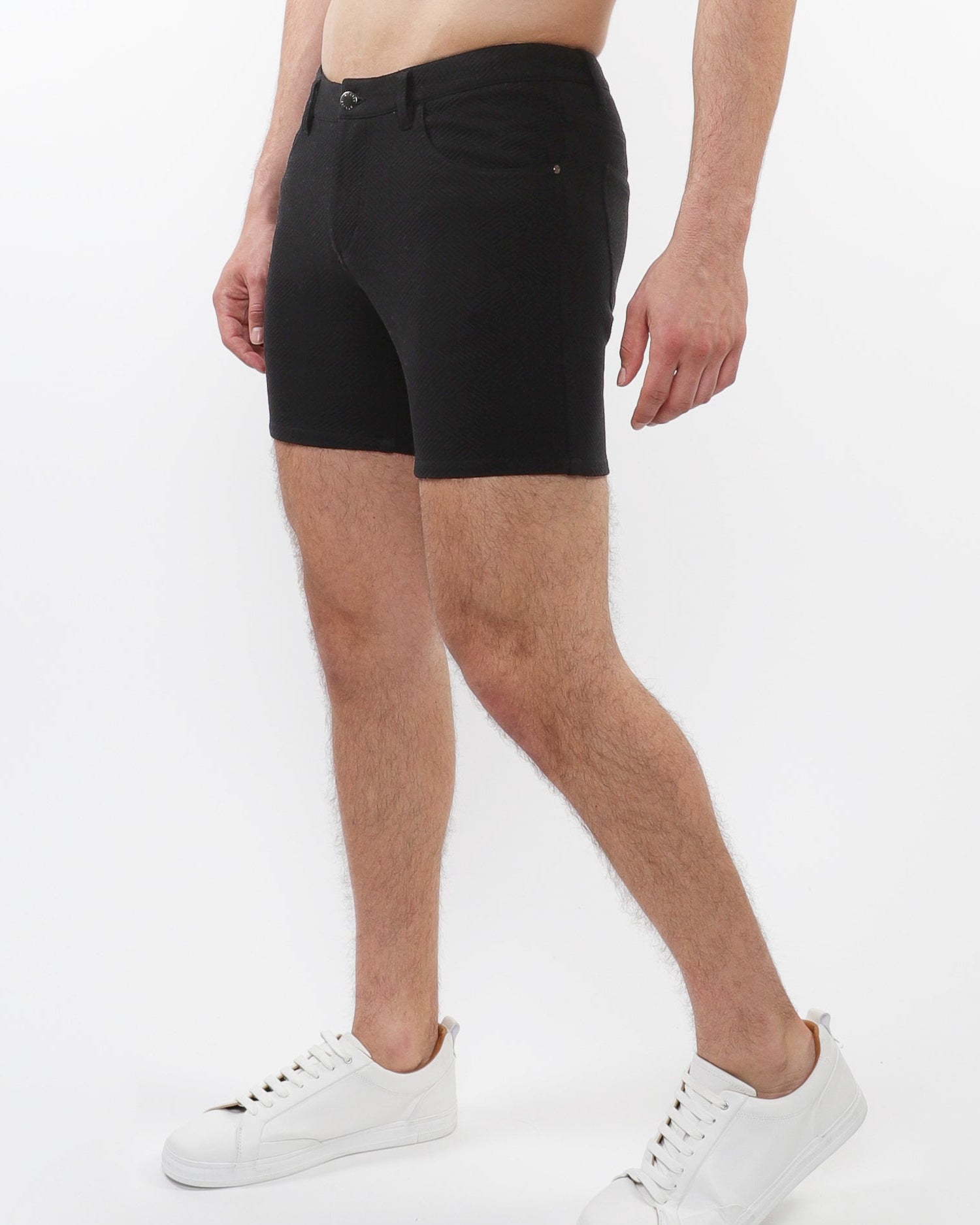 BLACK PARQUET 5" INSEAM JACQUARD STRETCH KNIT JEANS SHORTS ST-1932-80