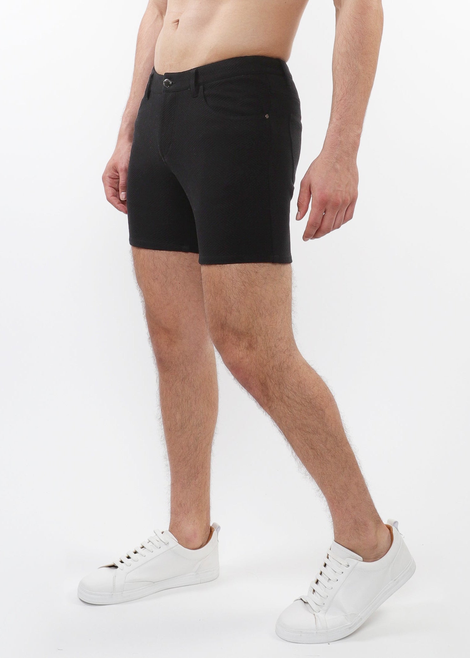 BLACK PARQUET 5" INSEAM JACQUARD STRETCH KNIT JEANS SHORTS ST-1932-80