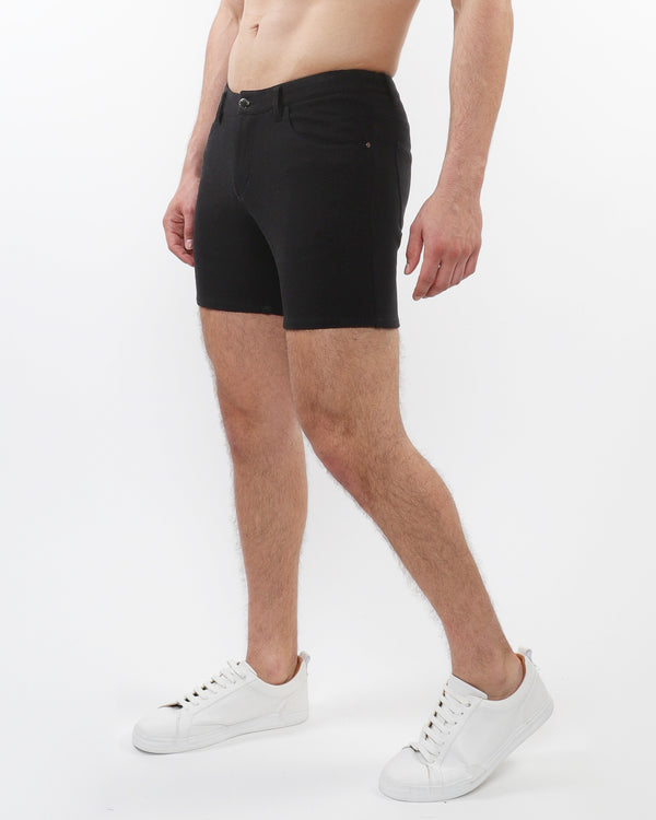 BLACK PARQUET 5" INSEAM JACQUARD STRETCH KNIT JEANS SHORTS ST-1932-80