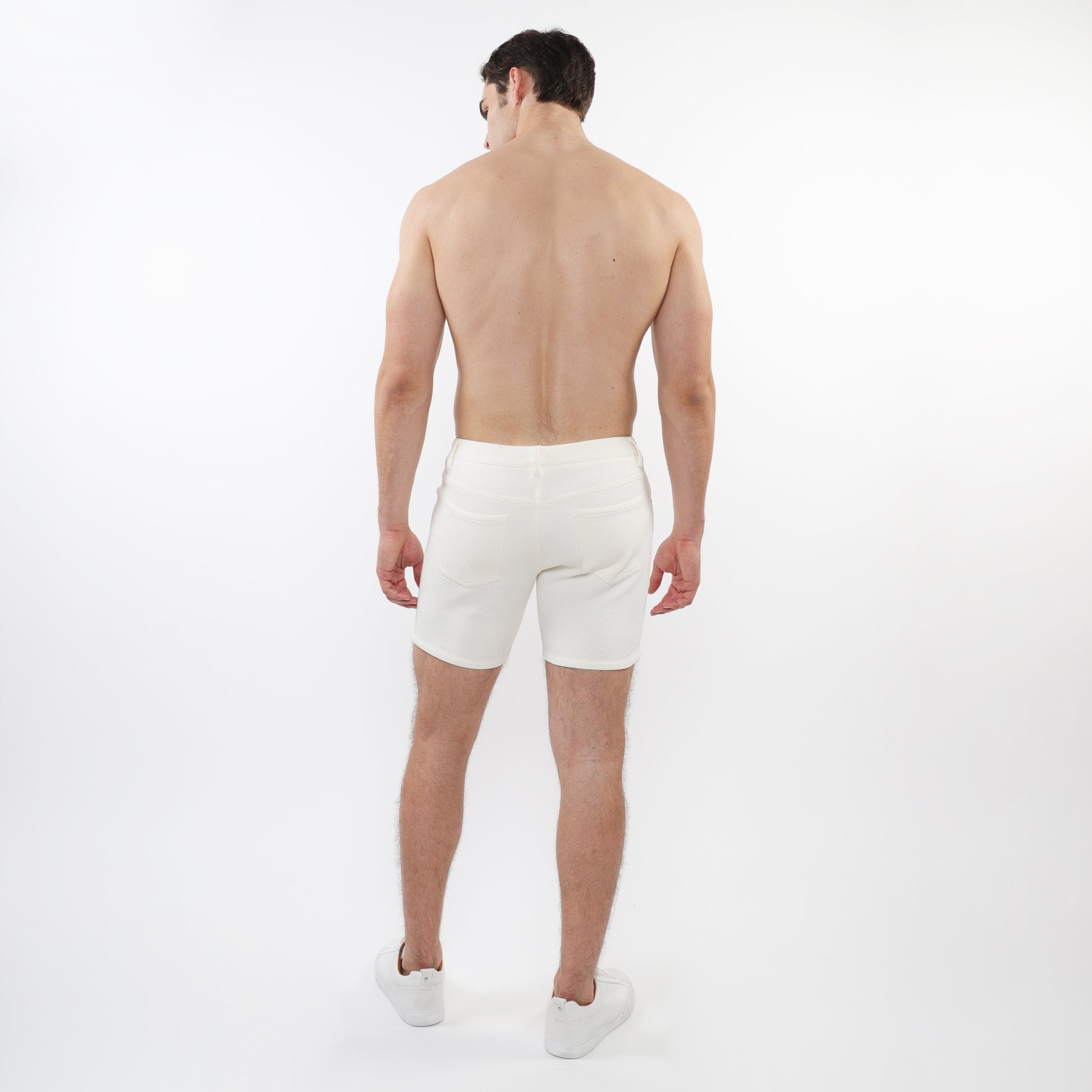 ECRU PARQUET 5" INSEAM JACQUARD STRETCH KNIT JEANS SHORTS ST-1932-80