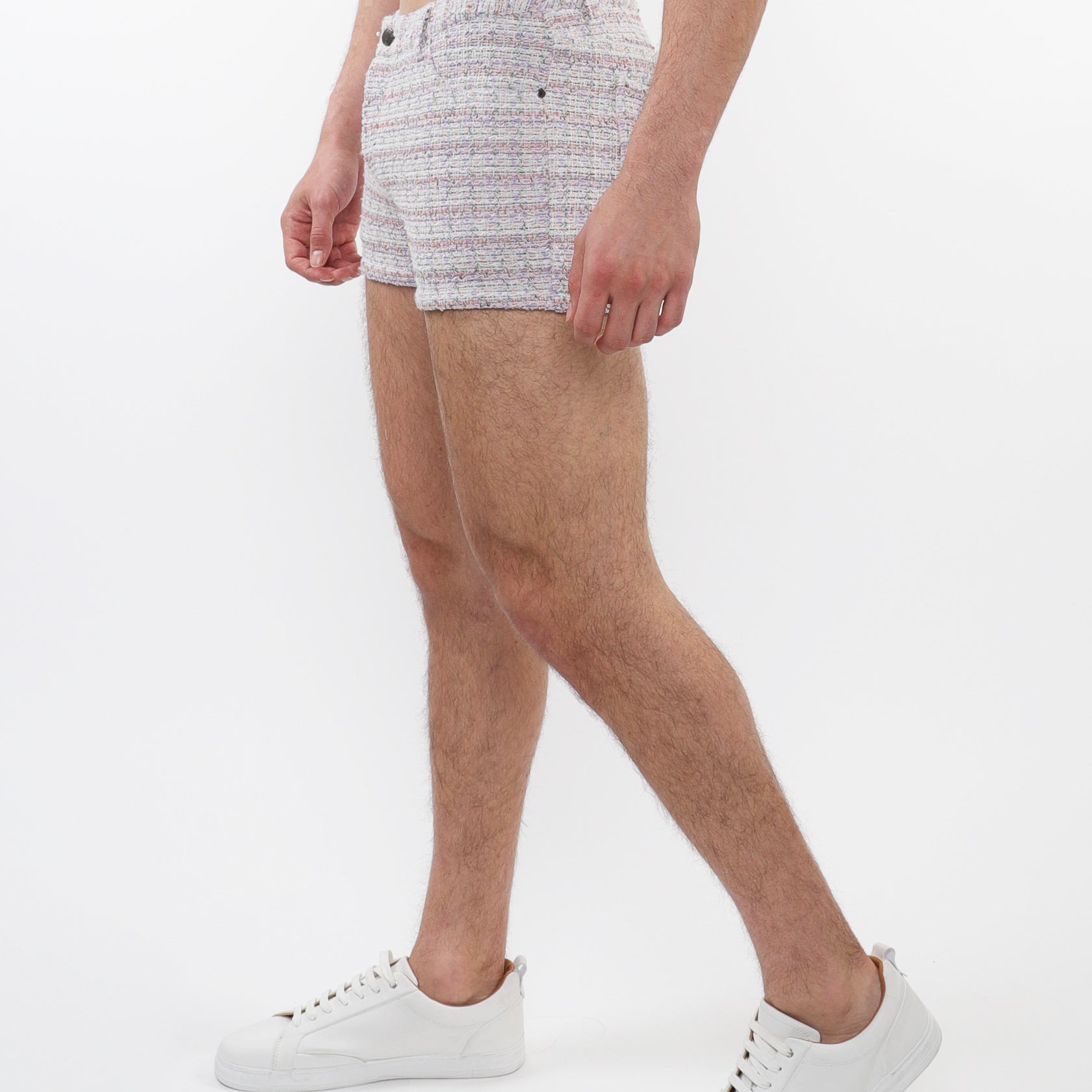 LILAC/PINK TWEED 3" INSEAM JACQUARD STRETCH KNIT JEANS SHORTS LIMITED EDITION ST-1975-LX