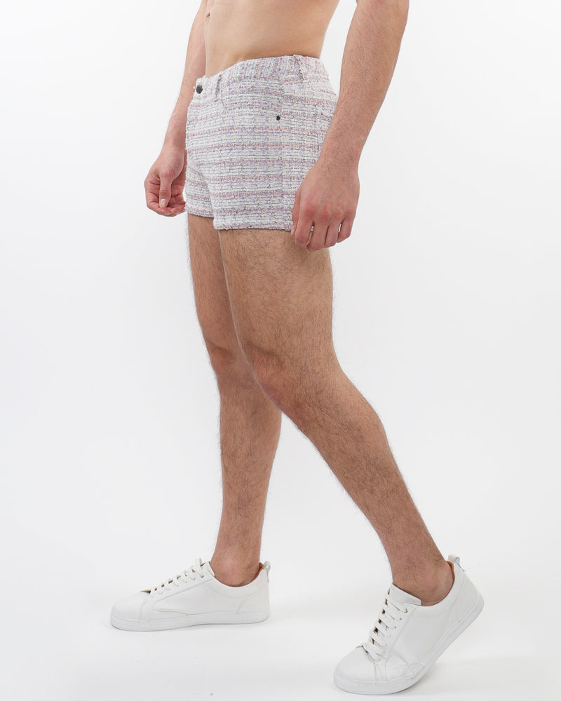 LILAC/PINK TWEED 3" INSEAM JACQUARD STRETCH KNIT JEANS SHORTS LIMITED EDITION ST-1975-LX