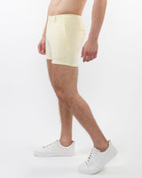 CREAM 5" INSEAM TEXTURED STRETCH KNIT CHINO SHORTS W/ ZIP POCKETS ST-1986-01