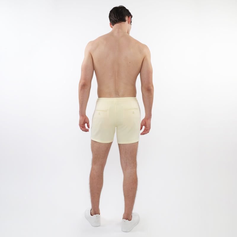 CREAM 5" INSEAM TEXTURED STRETCH KNIT CHINO SHORTS W/ ZIP POCKETS ST-1986-01