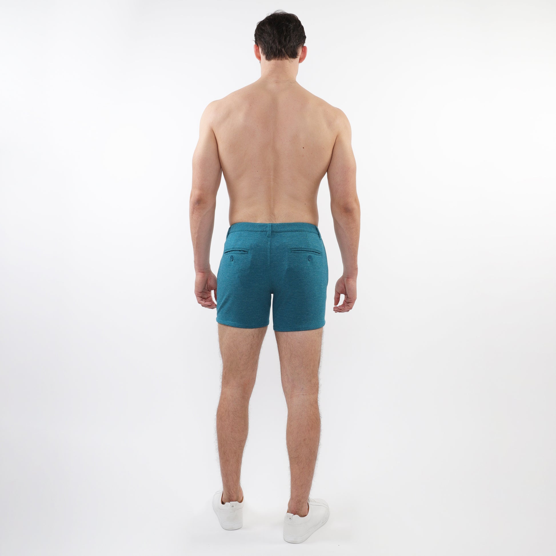 TURQUOISE 5" INSEAM TEXTURED STRETCH KNIT CHINO SHORTS W/ ZIP POCKETS ST-1986-01