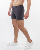 CHARCOAL 5" INSEAM TEXTURED STRETCH KNIT CHINO SHORTS W/ ZIP POCKETS ST-1986-02