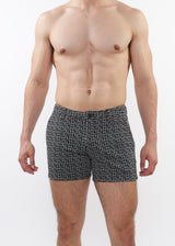 CHARCOAL/BLACK MAZE 5" INSEAM TEXTURED JACQUARD STRETCH KNIT CHINO SHORTS W/ ZIP POCKETS ST-1986-03