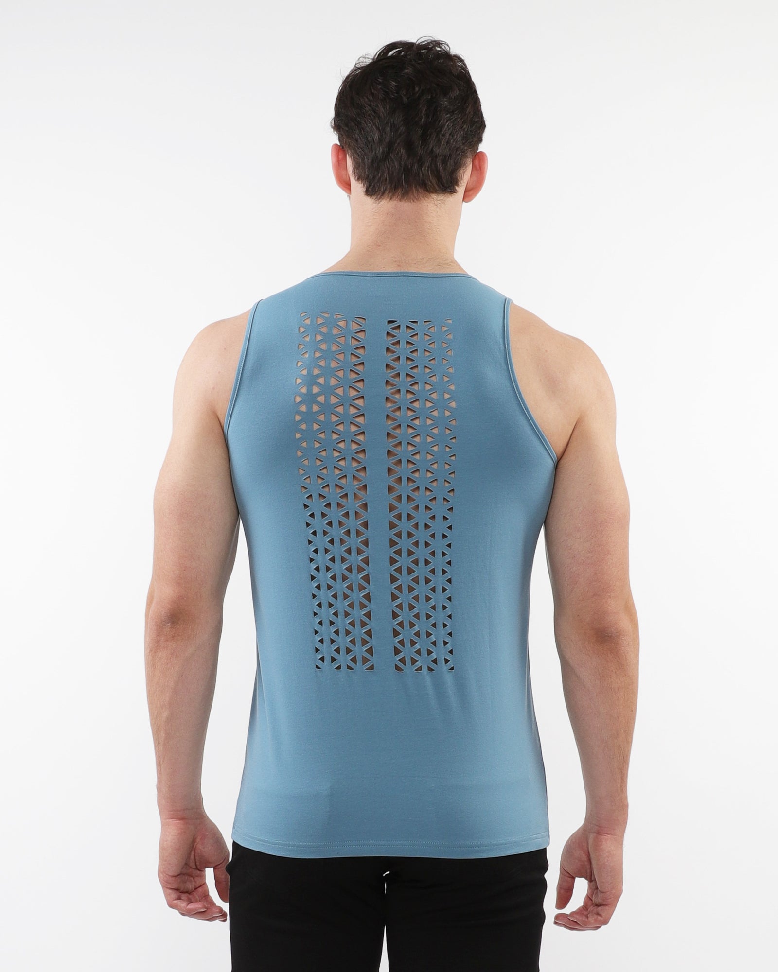 BLUEPRINT TRIANGLES LASER CUT STRETCH JERSEY TANKS