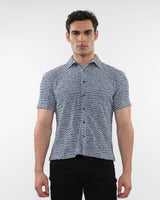 TEAL STRETCH CRINKLE KNIT SHORT SLEEVE SHIRT ST-24052