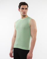 RELISHTEXTURED OPEN MESH KNITTED VEST WITH RIB TIPPING ST-24058