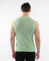 RELISHTEXTURED OPEN MESH KNITTED VEST WITH RIB TIPPING ST-24058