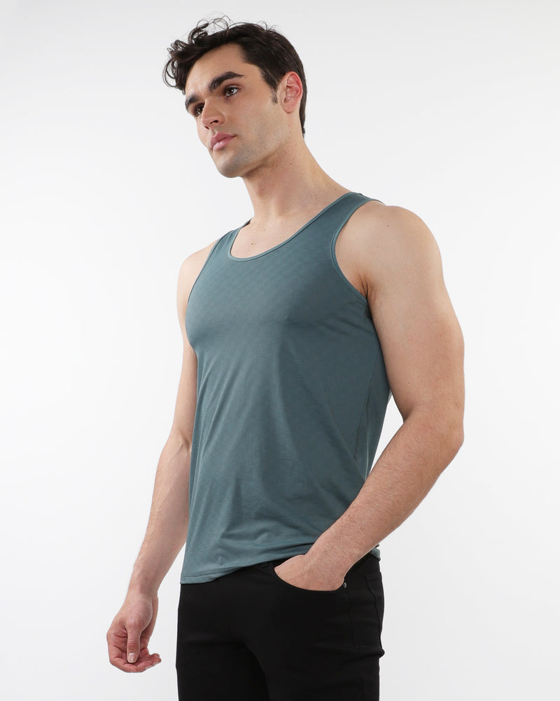 FERN TEXTURED STRETCH MESH PERFORMANCE TANK ST-286