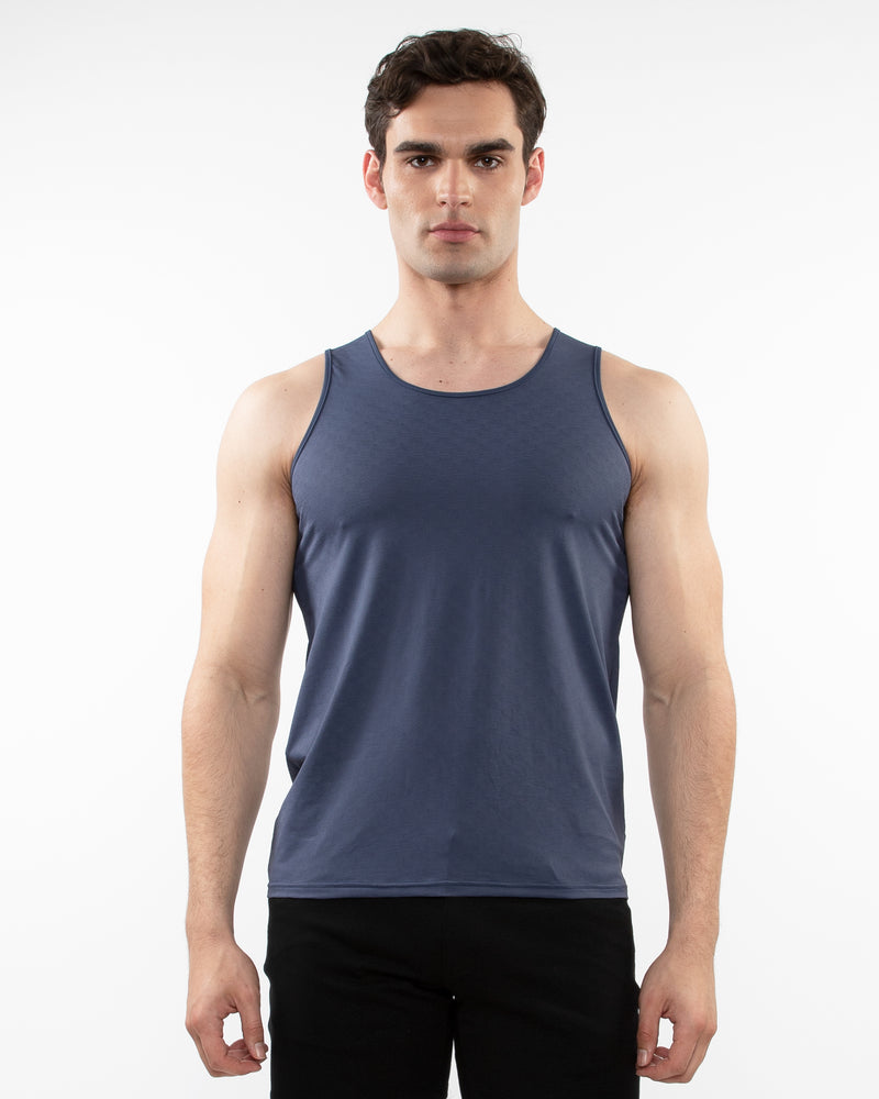 SLATE TEXTURED STRETCH MESH PERFORMANCE TANK ST-286