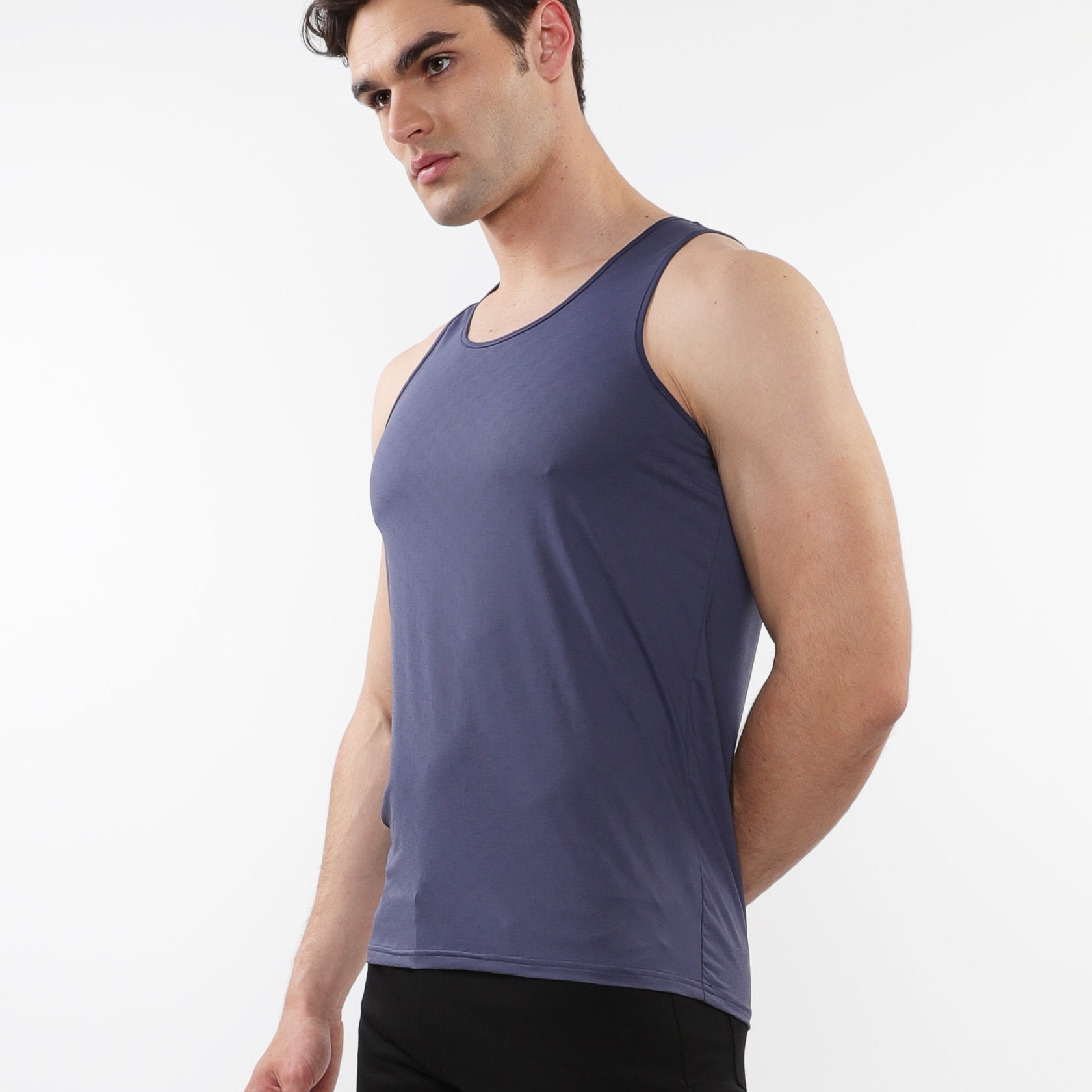 SLATE TEXTURED STRETCH MESH PERFORMANCE TANK ST-286