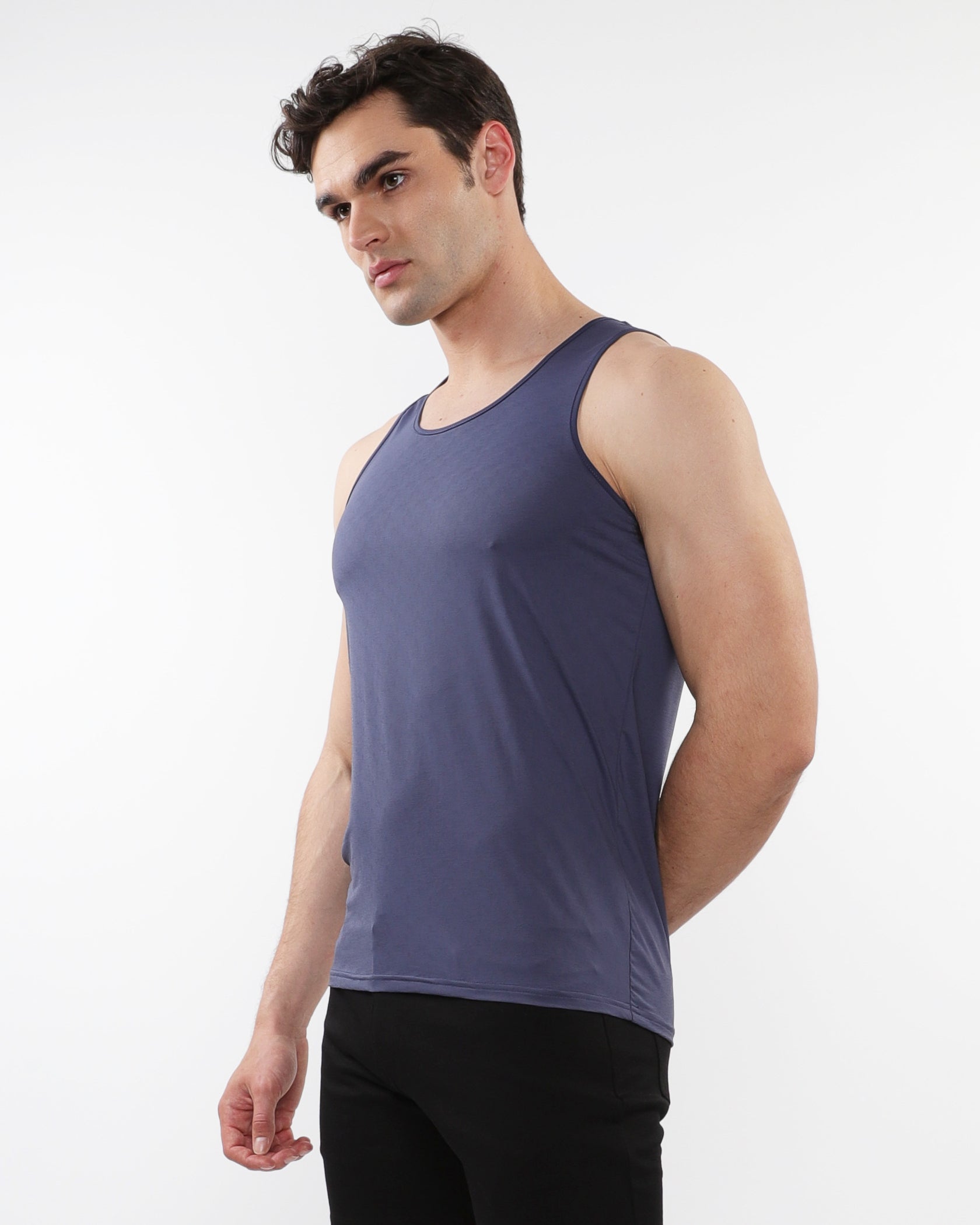 SLATE TEXTURED STRETCH MESH PERFORMANCE TANK ST-286