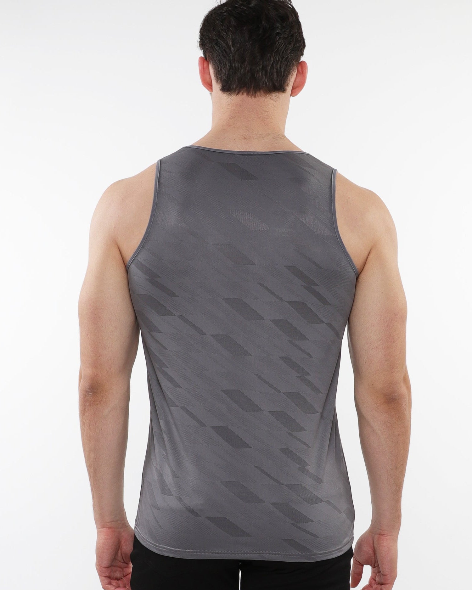 GREY TEXTURED STRETCH MESH PERFORMANCE TANK ST-287