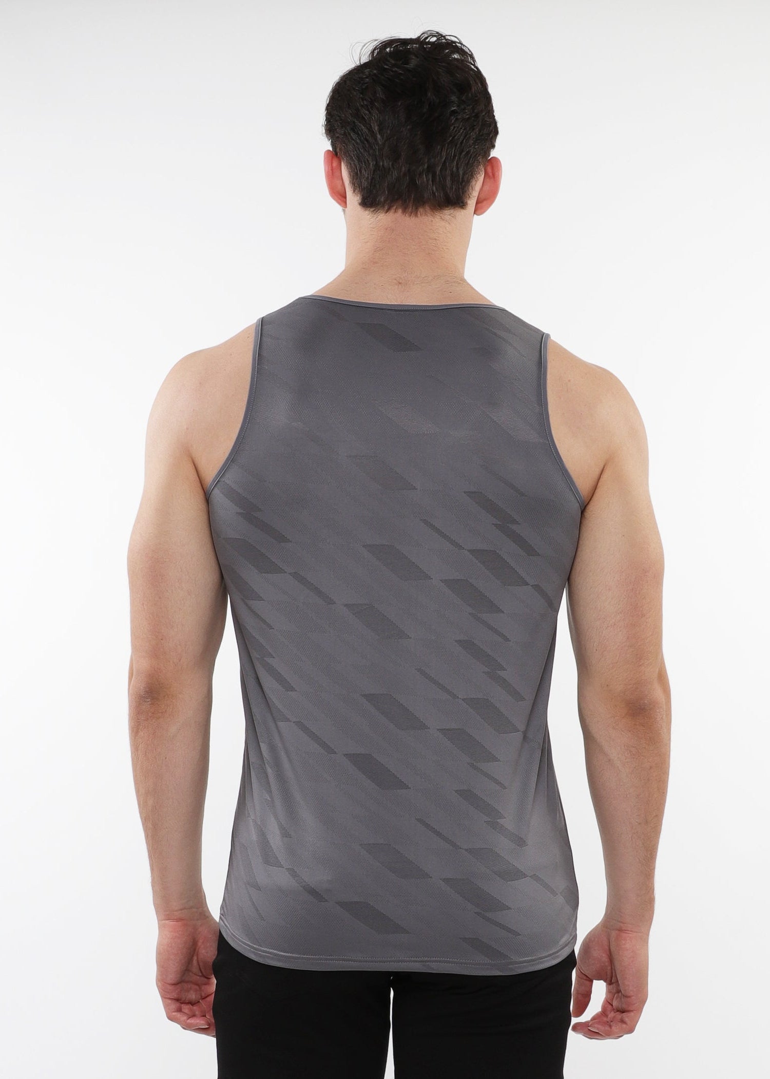GREY TEXTURED STRETCH MESH PERFORMANCE TANK ST-287