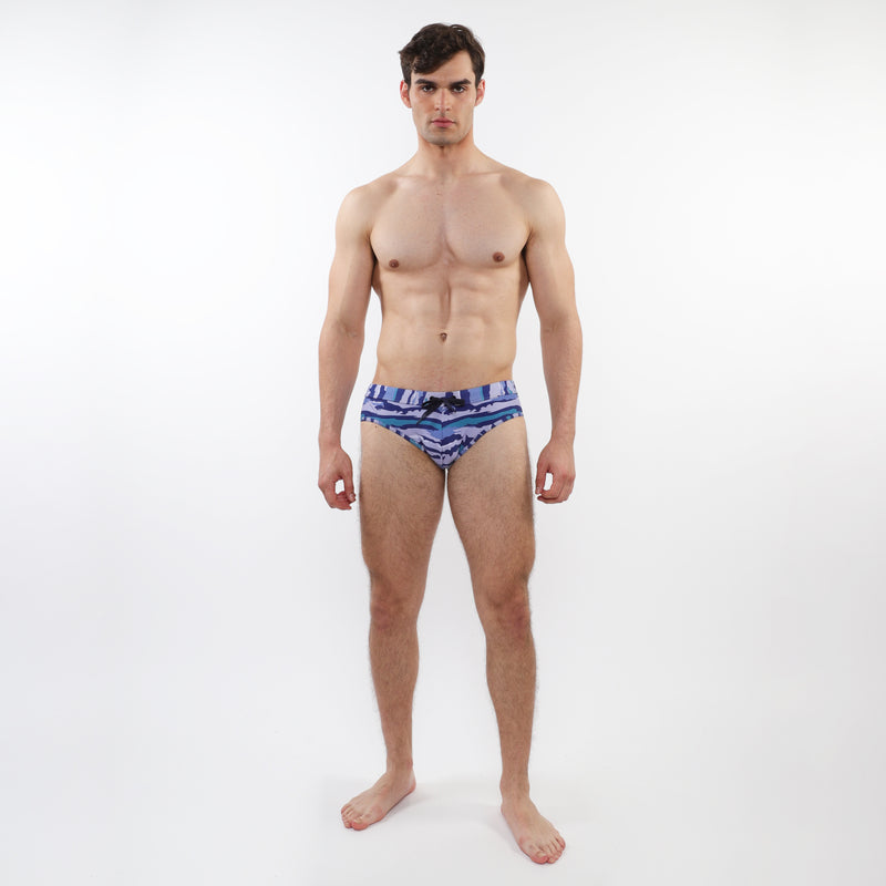 COBALT/SKY CAMO PRINTED SWIM BRIEFS ST-8015-18