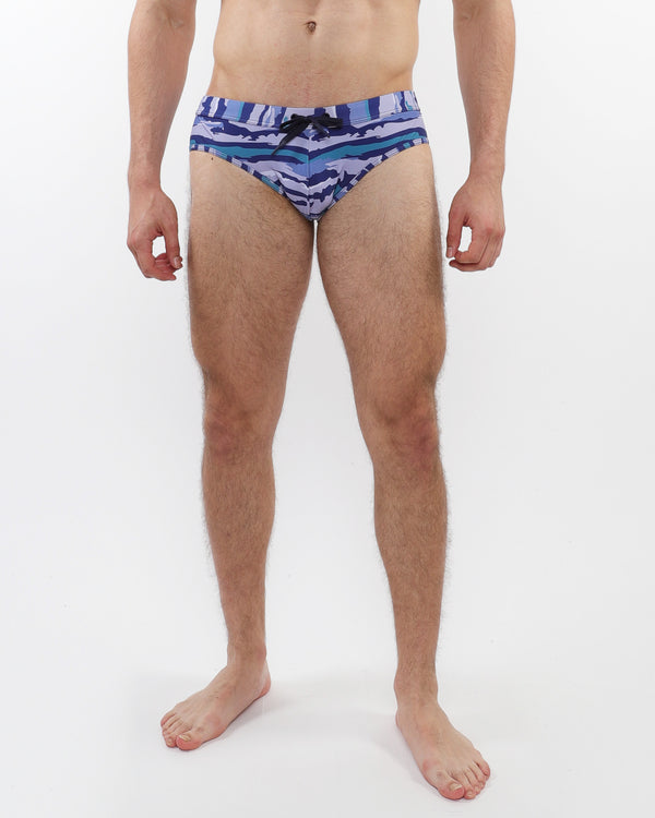 COBALT/SKY CAMO PRINTED SWIM BRIEFS ST-8015-18