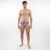 PURPLE/ PERIWINKLE CAMO PRINTED SWIM BRIEFS ST-8015-21