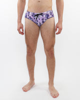 PURPLE/ PERIWINKLE CAMO PRINTED SWIM BRIEFS ST-8015-21
