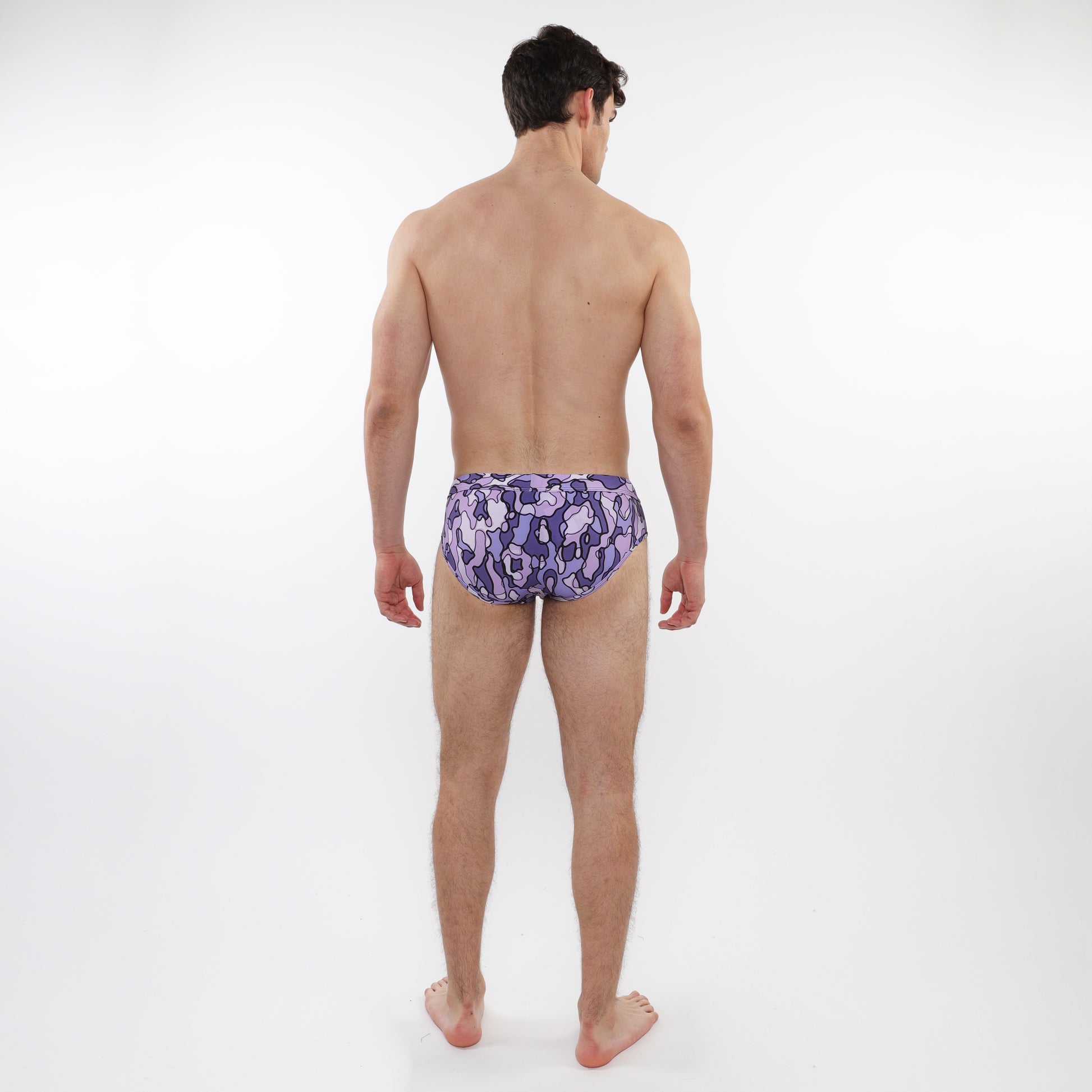PURPLE/ PERIWINKLE CAMO PRINTED SWIM BRIEFS ST-8015-21