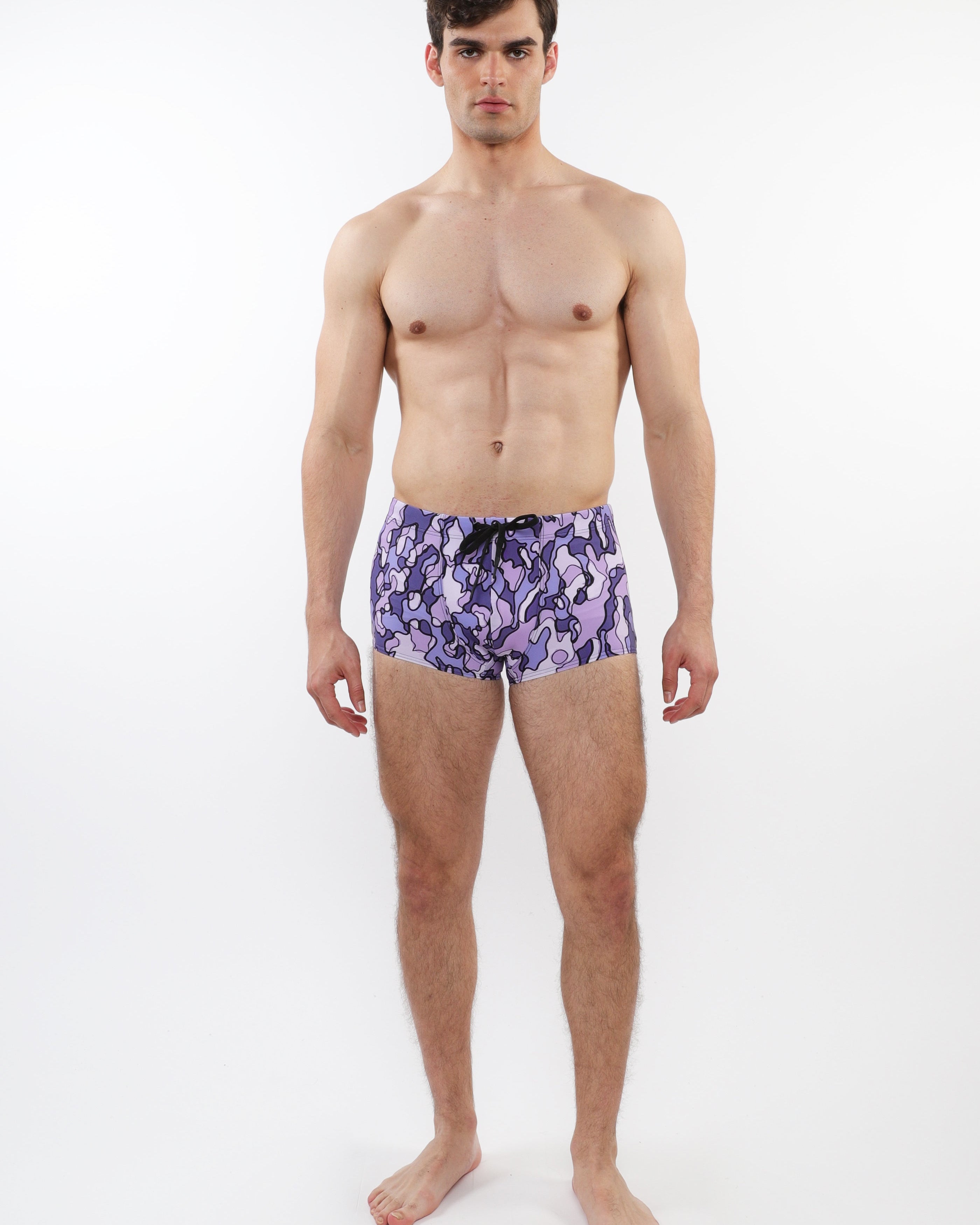 PURPLE/ PERIWINKLE CAMO PRINTED SWIM TRUNKS ST-8016-41