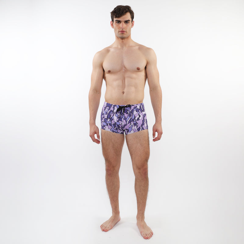 PURPLE/ PERIWINKLE CAMO PRINTED SWIM TRUNKS ST-8016-41