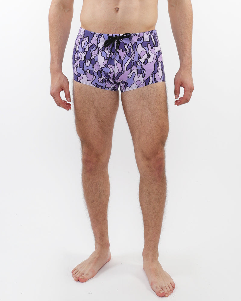 PURPLE/ PERIWINKLE CAMO PRINTED SWIM TRUNKS ST-8016-41