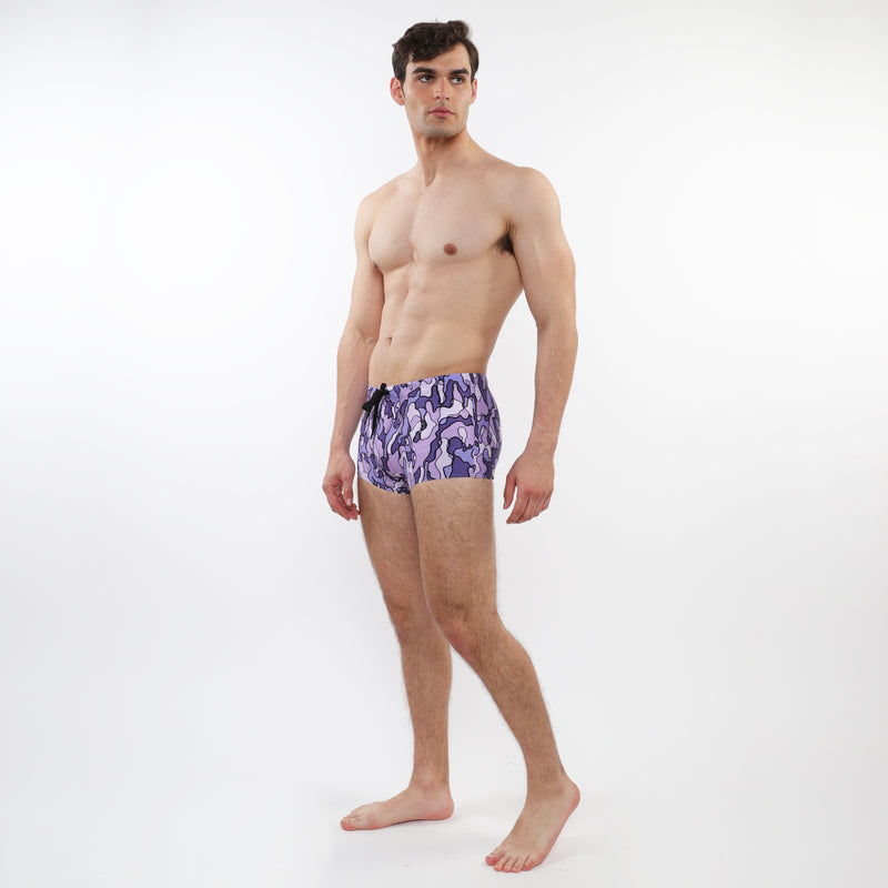 PURPLE/ PERIWINKLE CAMO PRINTED SWIM TRUNKS ST-8016-41