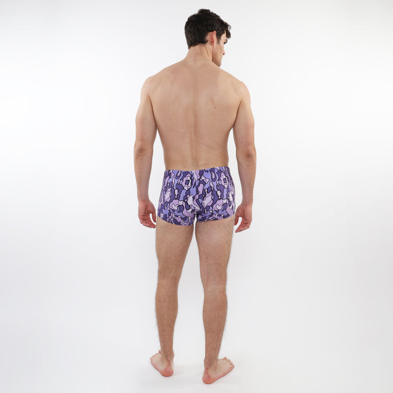 PURPLE/ PERIWINKLE CAMO PRINTED SWIM TRUNKS ST-8016-41