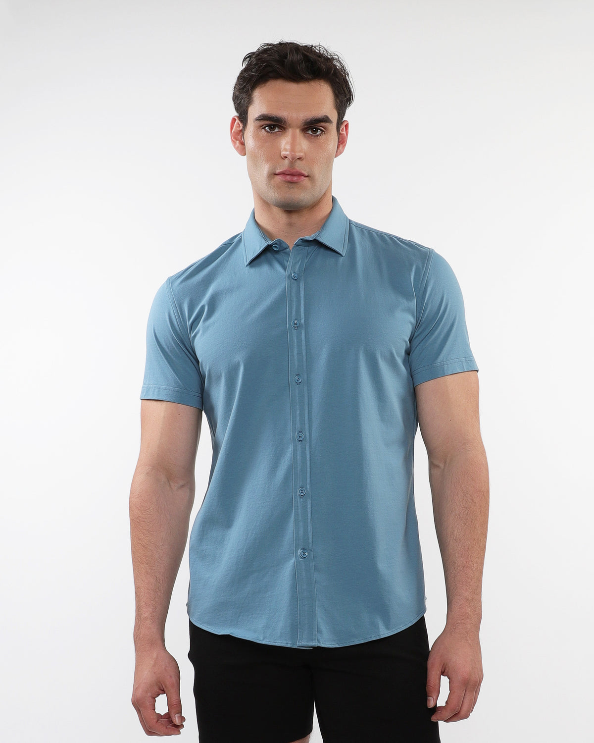 BLUEPRINT SOLID STRETCH JERSEY KNIT SHORT SLEEVE SHIRT ST-963