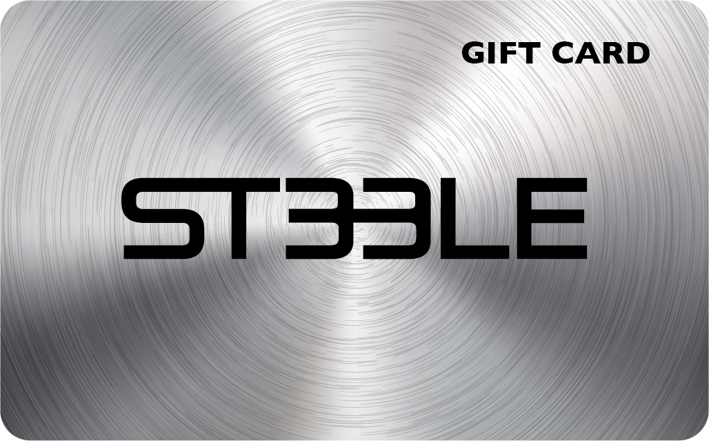 Metallic gift card with 'ST33LE' branding on a silver background