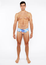 COBALT/MULTI FLORAL ABSTRACT PRINTED SWIM BRIEF ST-8015-27