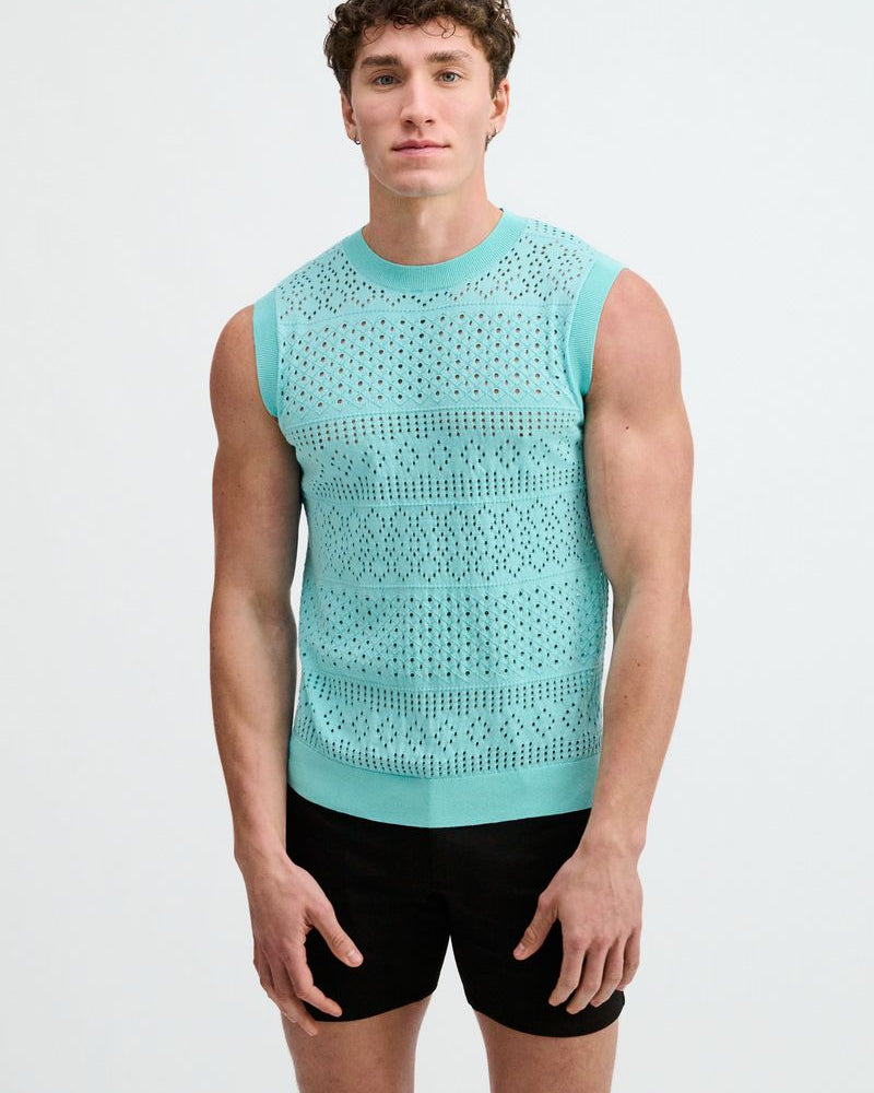 MIRAGE POINTELLE OPEN KNIT VEST ST-24310