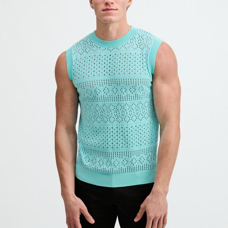 MIRAGE POINTELLE OPEN KNIT VEST ST-24310