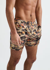 ORANGE/BLACK CAMO PRINTED MESH STRETCH PERFORMANCE SHORTS ST-1469-10