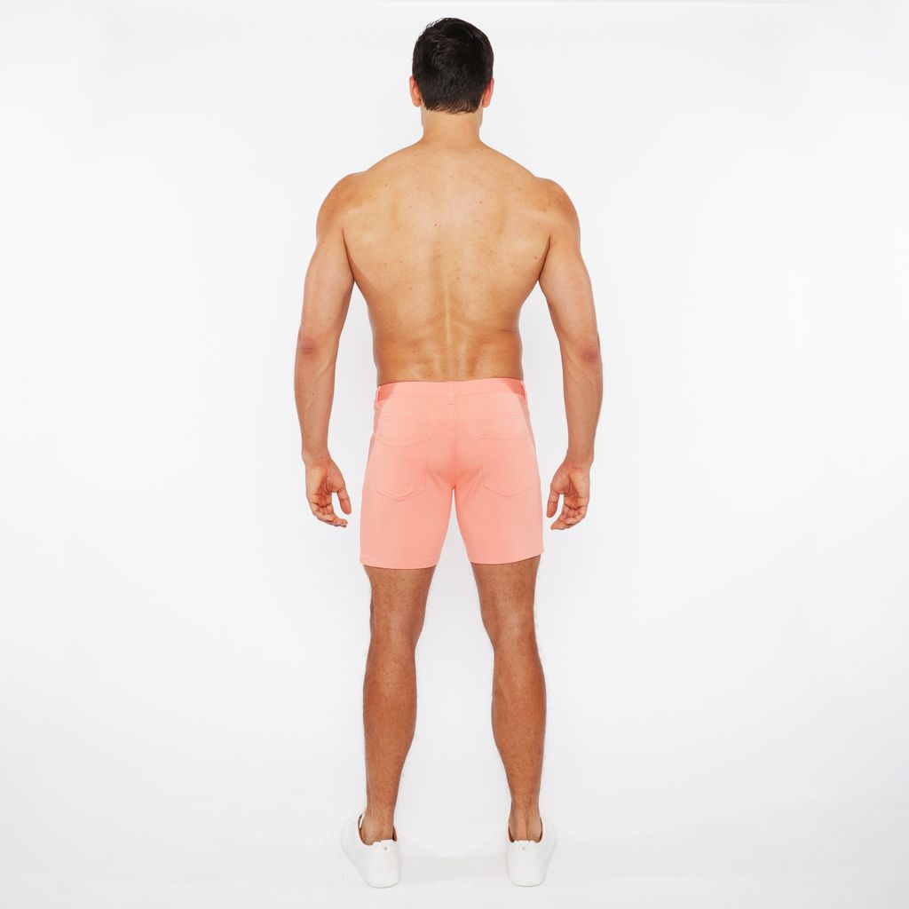 PEACH AMBER 5" INSEAM SOLID STRETCH KNIT JEANS SHORTS ST-1932