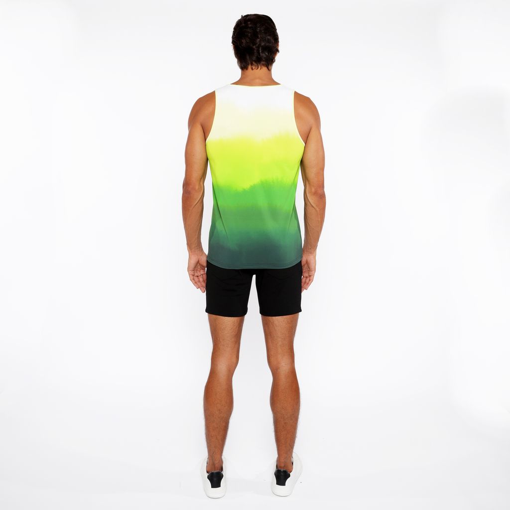 GREEN GRADIENT PRINTED STRETCH MESH TANK TOP ST-11138