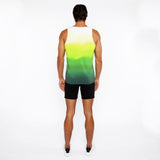 GREEN GRADIENT PRINTED STRETCH MESH TANK TOP ST-11138