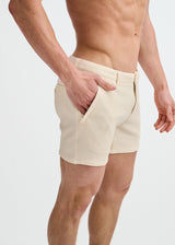 ECRU 5" INSEAM TEXTURED STRETCH KNIT CHINO SHORTS W/ ZIP POCKETS ST-1986-10