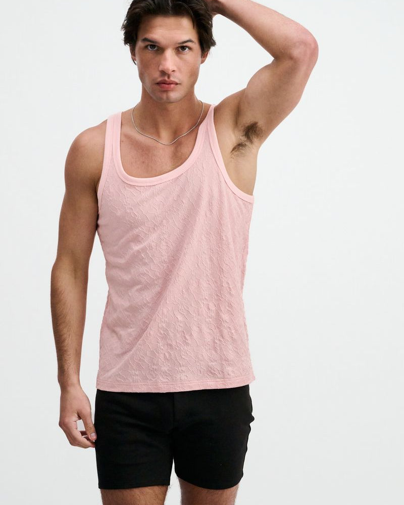 PETAL STRETCH FLORAL TEXTURED KNIT TANK ST-11140