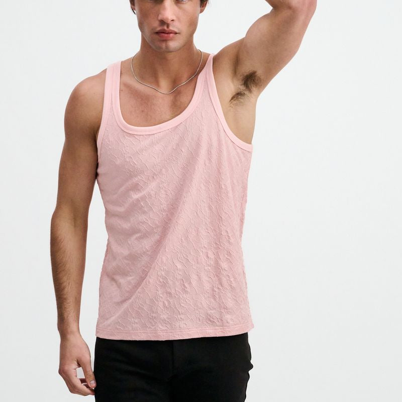 PETAL STRETCH FLORAL TEXTURED KNIT TANK ST-11140