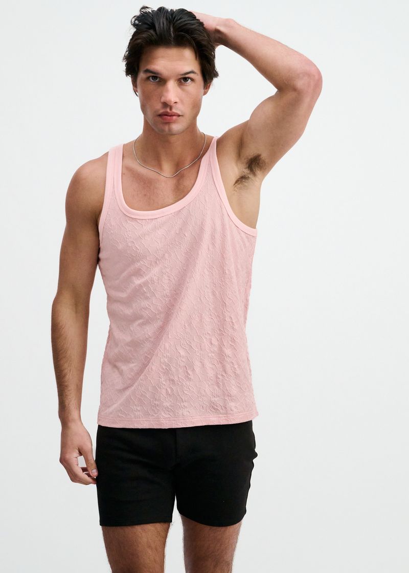 PETAL STRETCH FLORAL TEXTURED KNIT TANK ST-11140