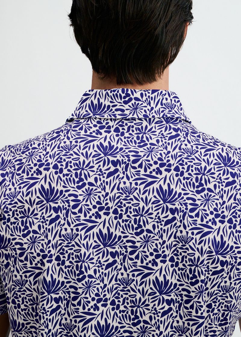 NAVY/WHITE DUO-PATTERN EDGE PRINT COTTON KNIT JERSEY SHORT SLEEVE SHIRT ST-9371