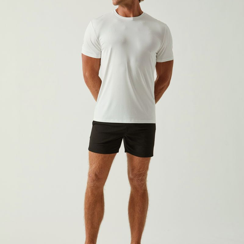 CHALK WHITE SOLID STRETCH MODAL CREW NECK TEE ST-9011