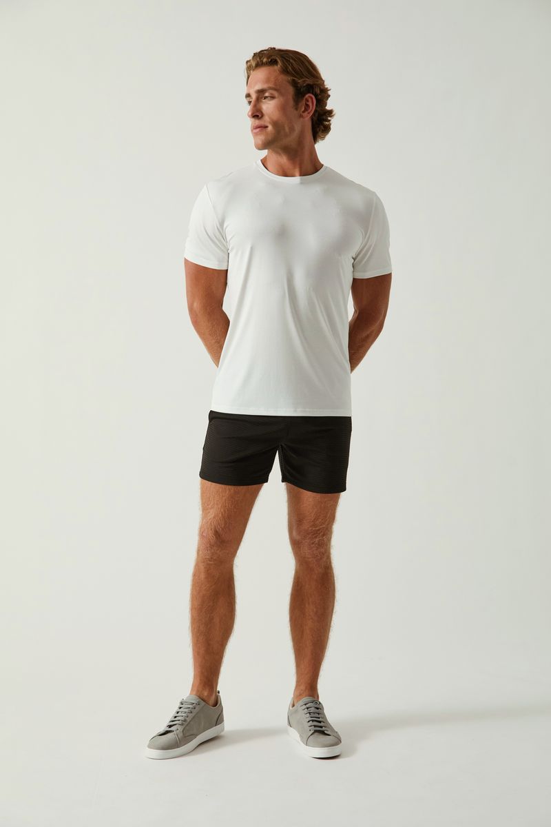 CHALK WHITE SOLID STRETCH MODAL CREW NECK TEE ST-9011