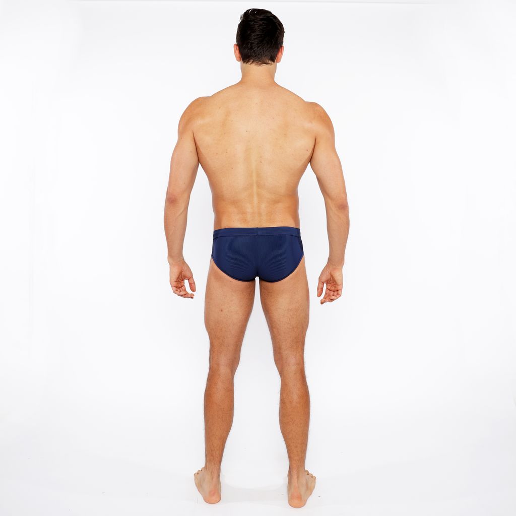 NAVY PINSTRIPE SWIM BRIEF ST-8015-29